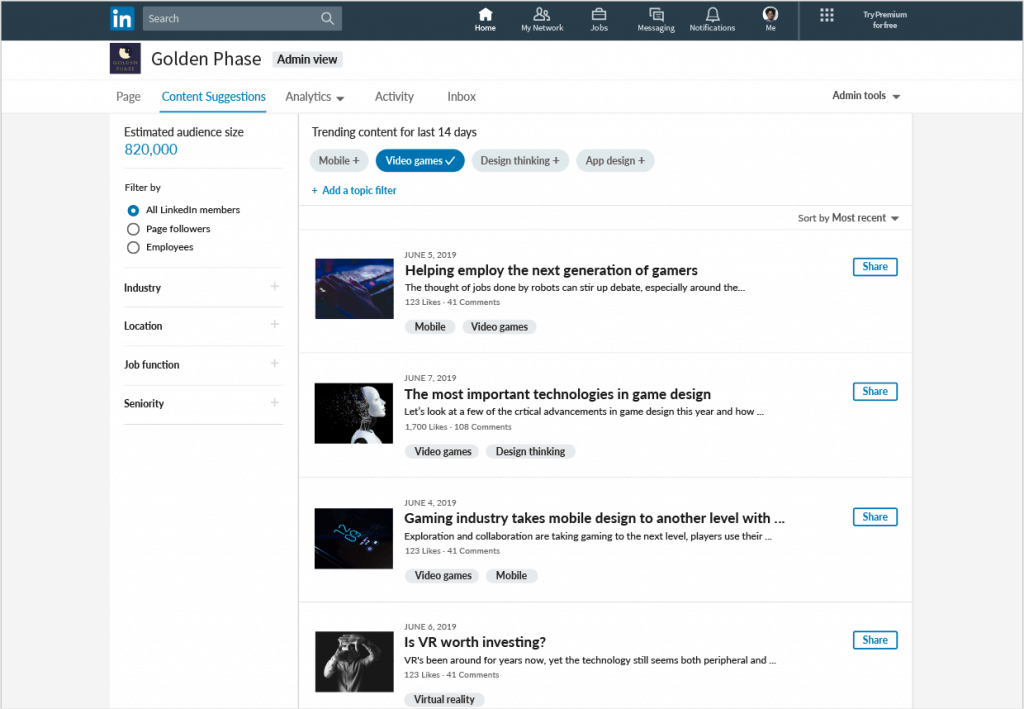 new linkedin pages