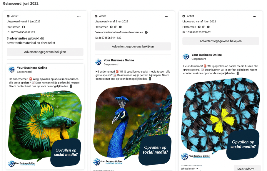 Facebook advertentiebibliotheek voorbeelden
