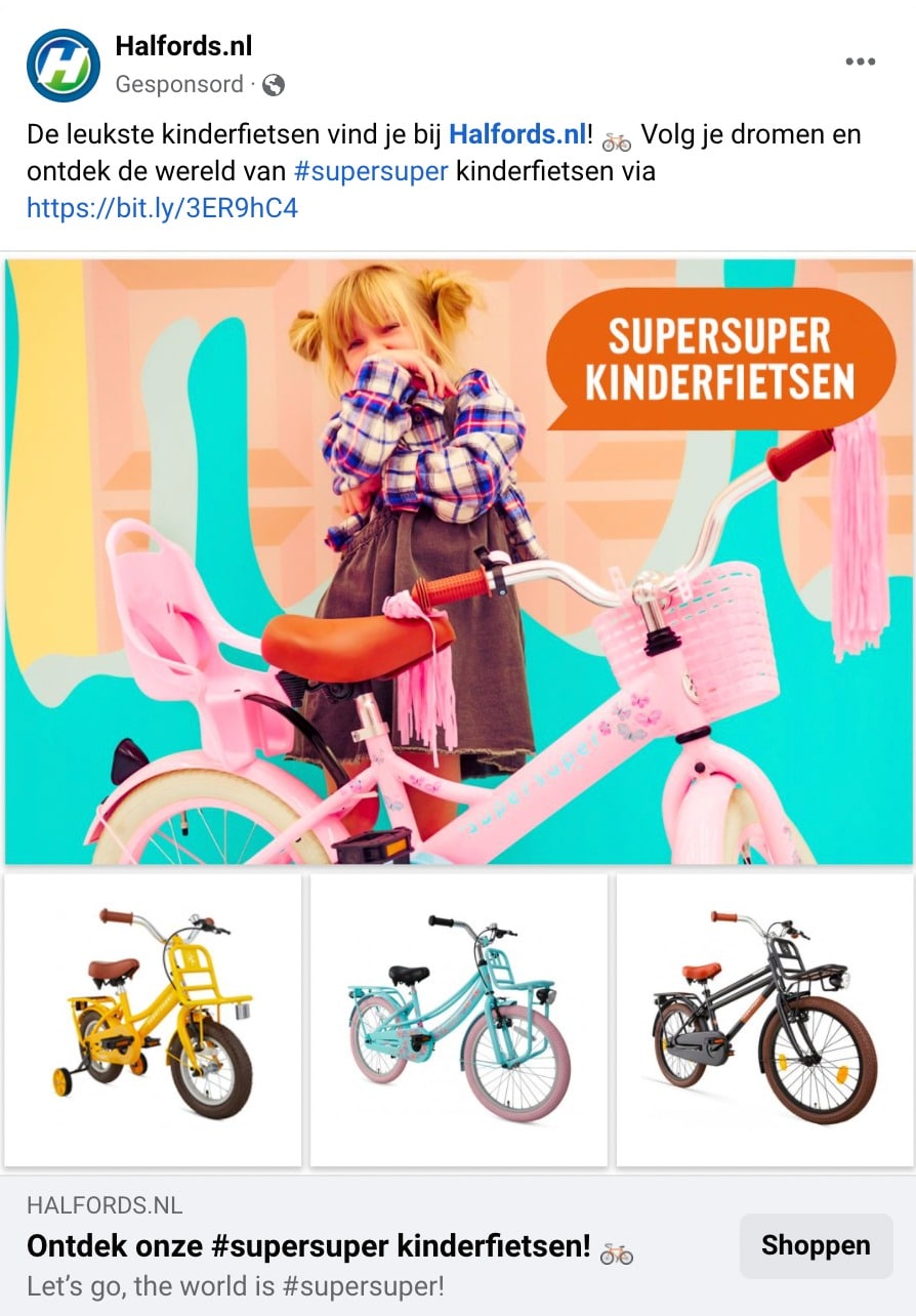 Social media marketing Facebook campagne voor fietsen