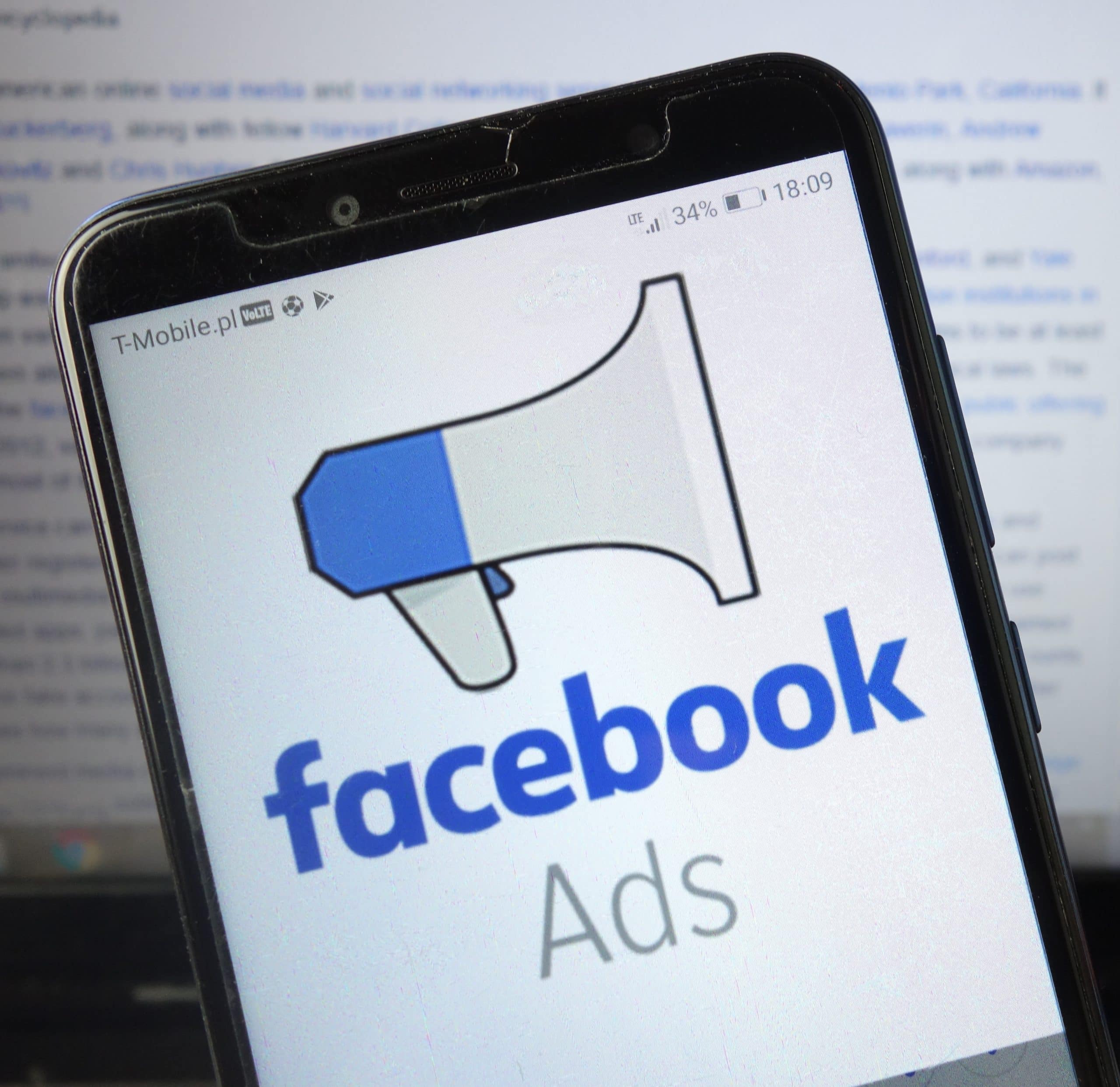 Konskie,,Poland,-,August,18,,2019:,Facebook,Ads,Logo,Displayed