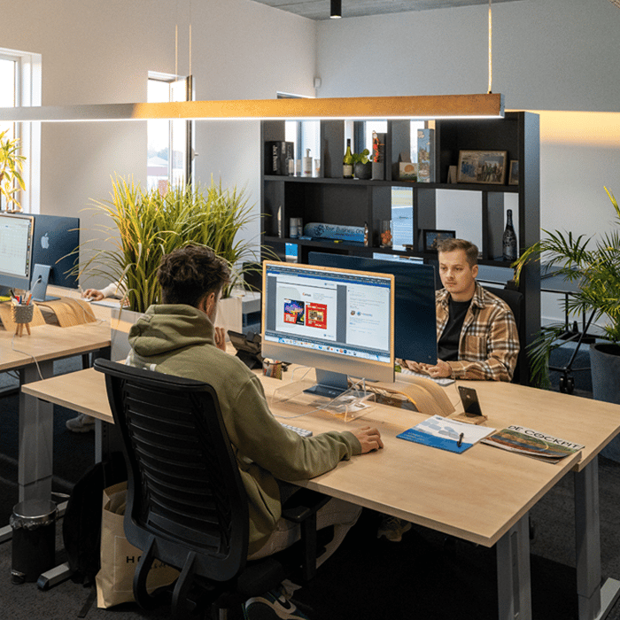 Socialmedia-consultant aan bureau achter iMac